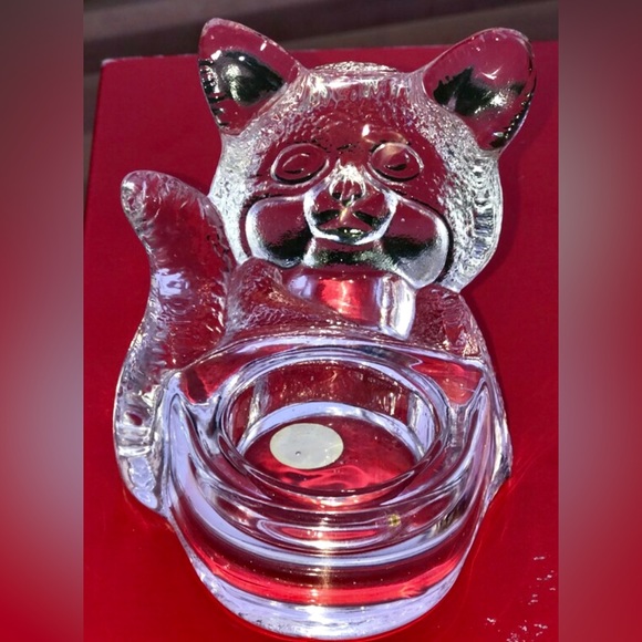 Vintage Clear Crystal Glass Figural Cat Candlestick Holder Partylite - Picture 4 of 10